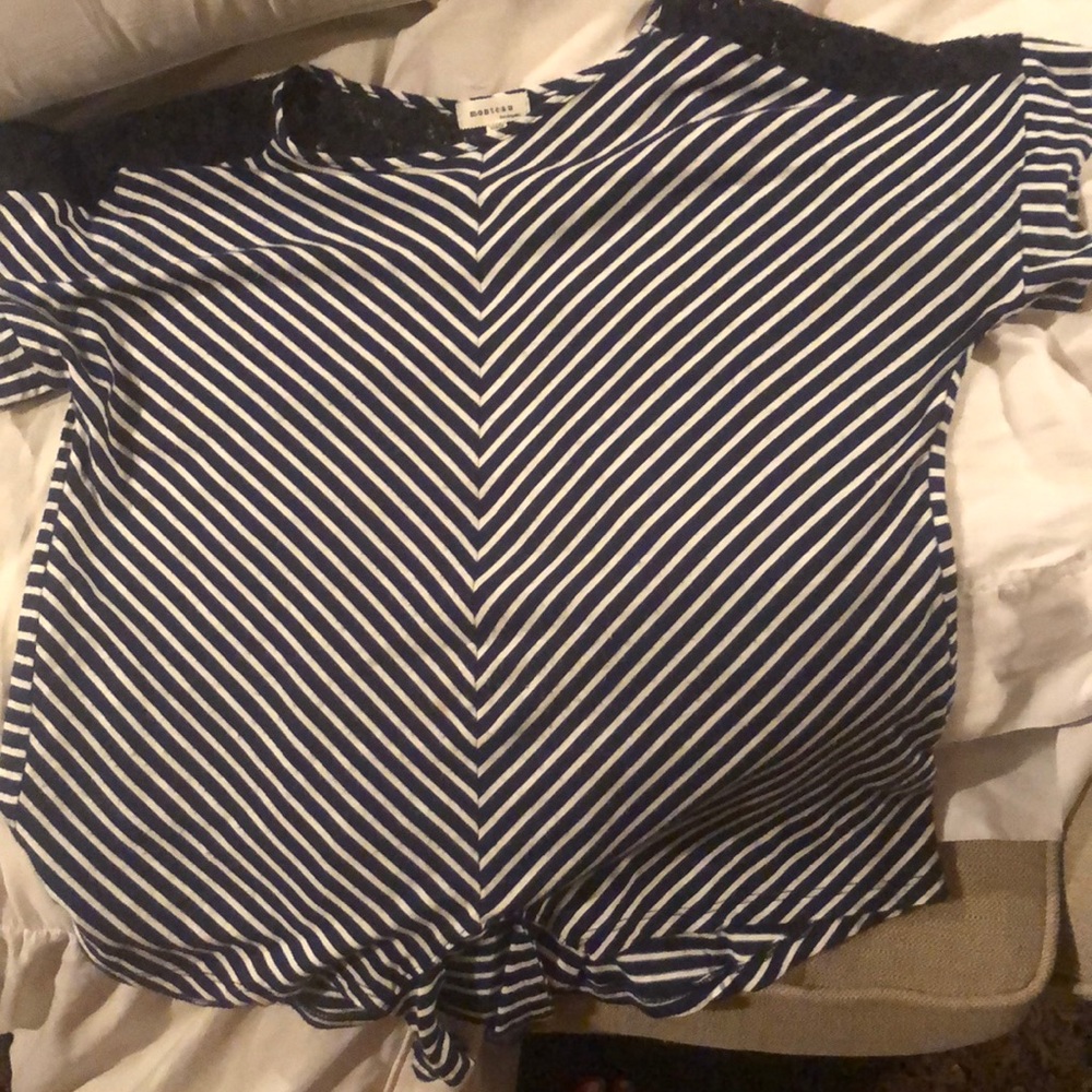 girls striped and lace blouse